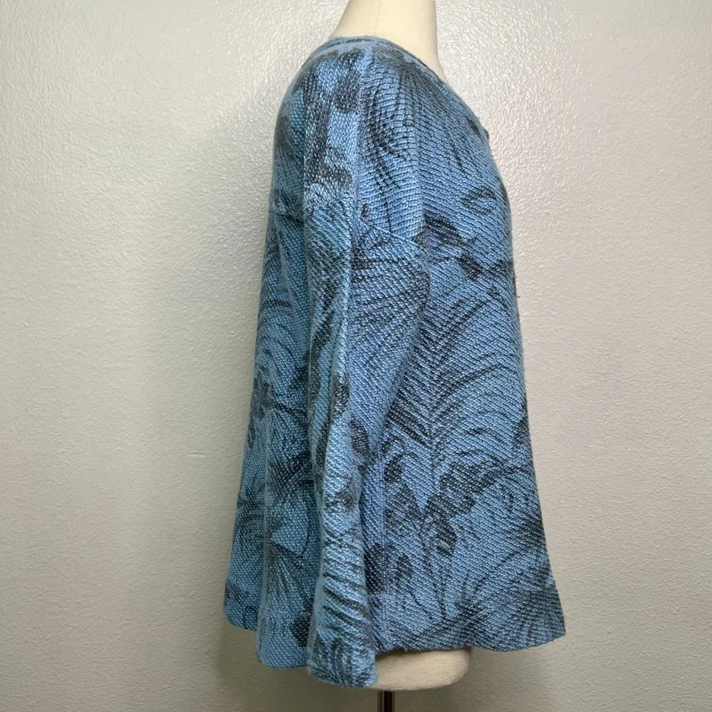 Soft Surroundings‎ Size Medium Blue Black Long Sleeve Knit Sweater Top